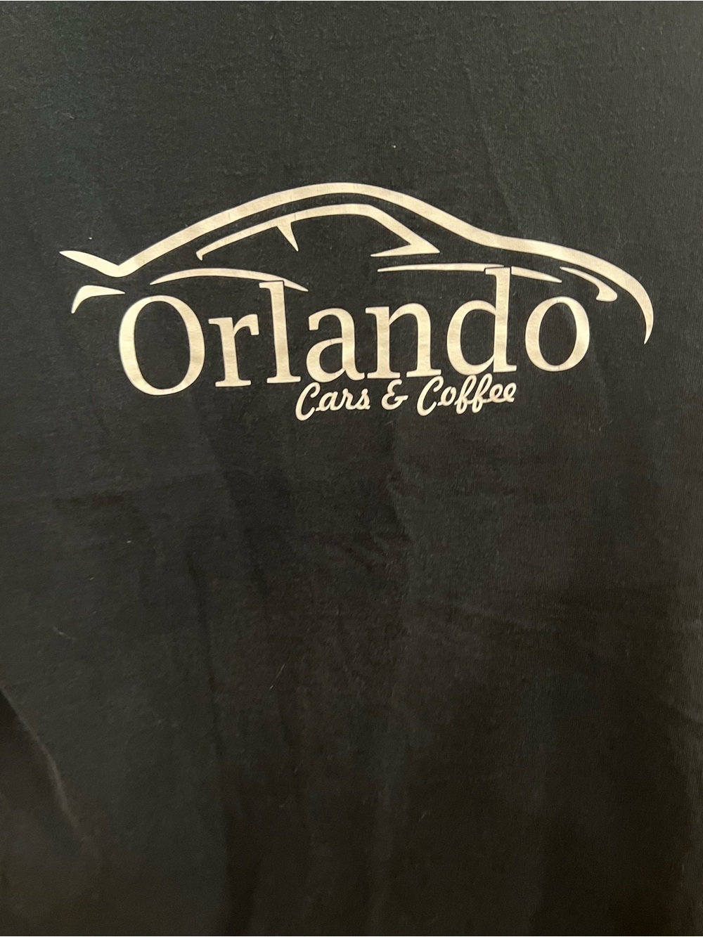 Orlando “Cars and Coffee”  Black T‑Shirt with White Neck Tag